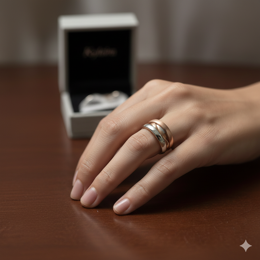 Kyloira „Trinity“ Ring – Dreifarbiger Edelstahl Ring Damen