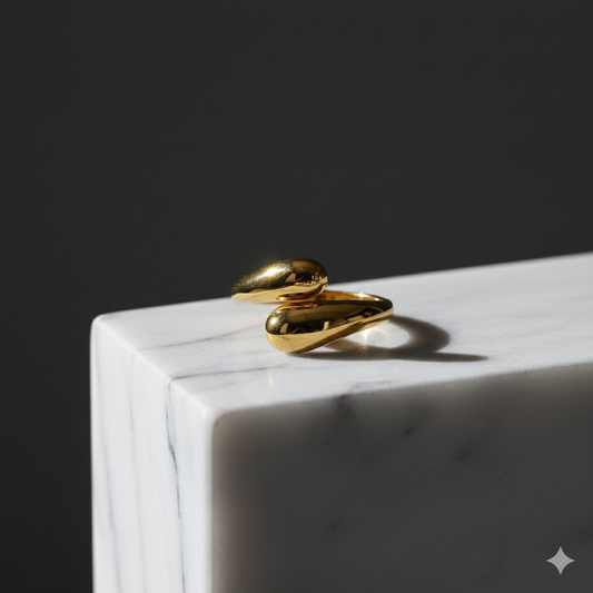 Kyloira Tropfenring Gold – Wasserfester Edelstahl Ring Damen