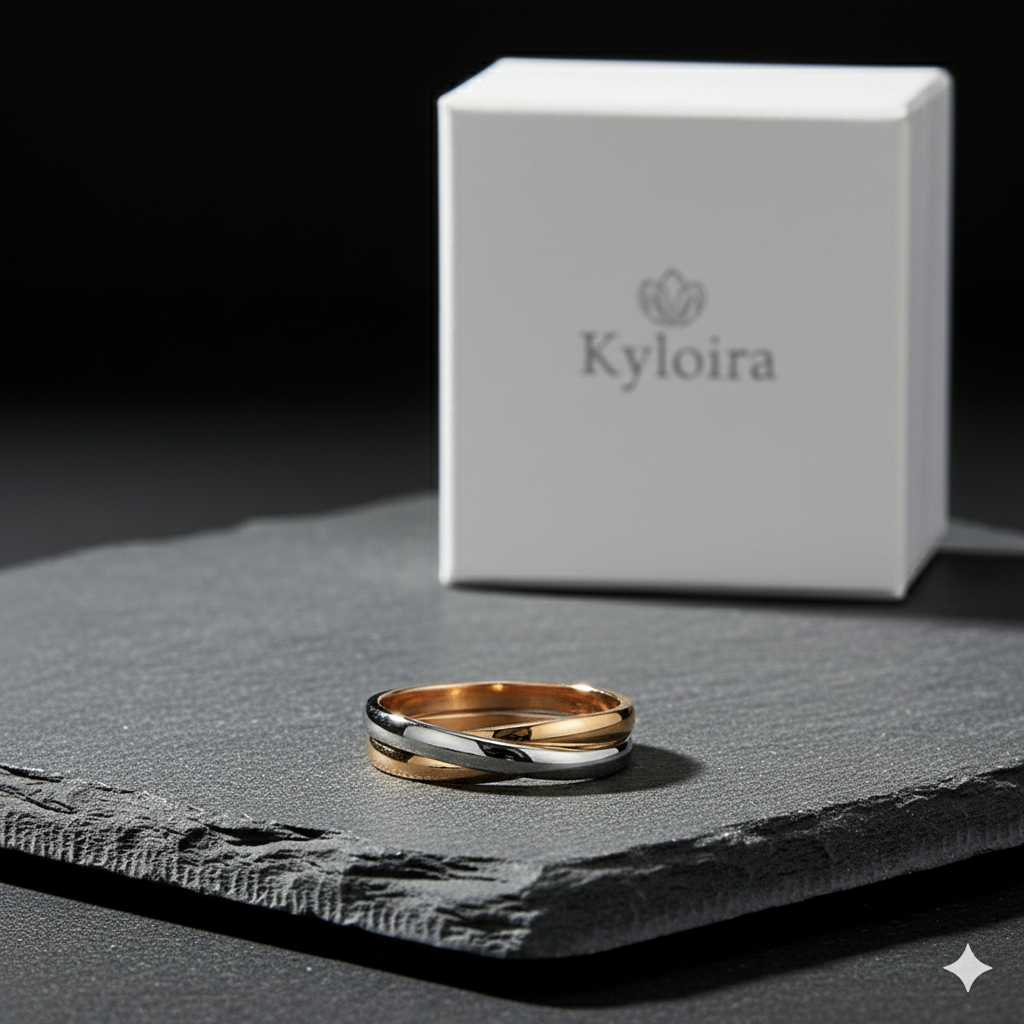 Kyloira „Trinity“ Ring – Dreifarbiger Edelstahl Ring Damen