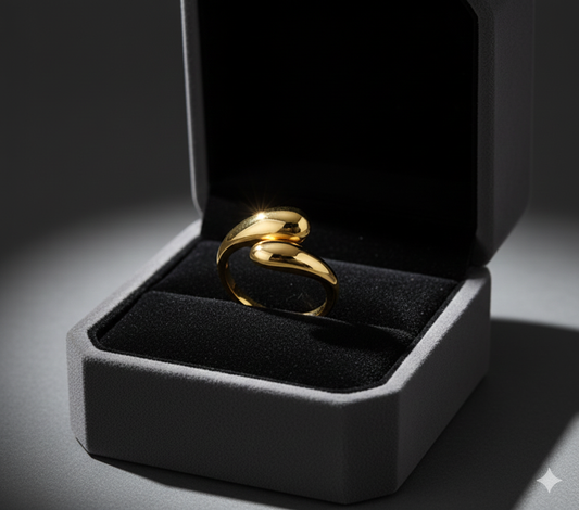 Kyloira Tropfenring Gold – Wasserfester Edelstahl Ring Damen