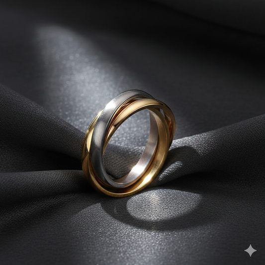 Kyloira „Trinity“ Ring – Dreifarbiger Edelstahl Ring Damen